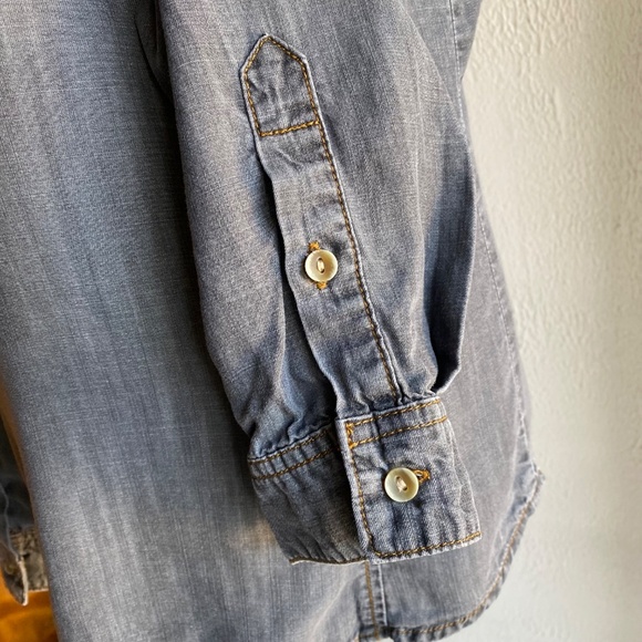 Cloth & Stone grey fitted button down shirt Size M *NEVER WORN* - Picture 6 of 11